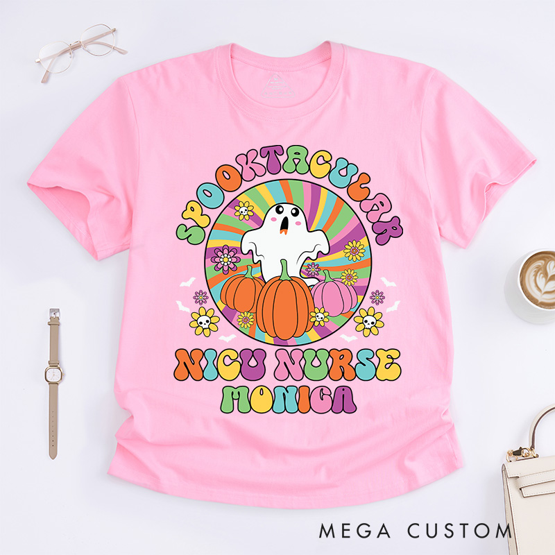 Personalized Nurse T-Shirts Spooktacular NICU Nurse Fashion Design T-Shirts Nurse Halloween Gifts