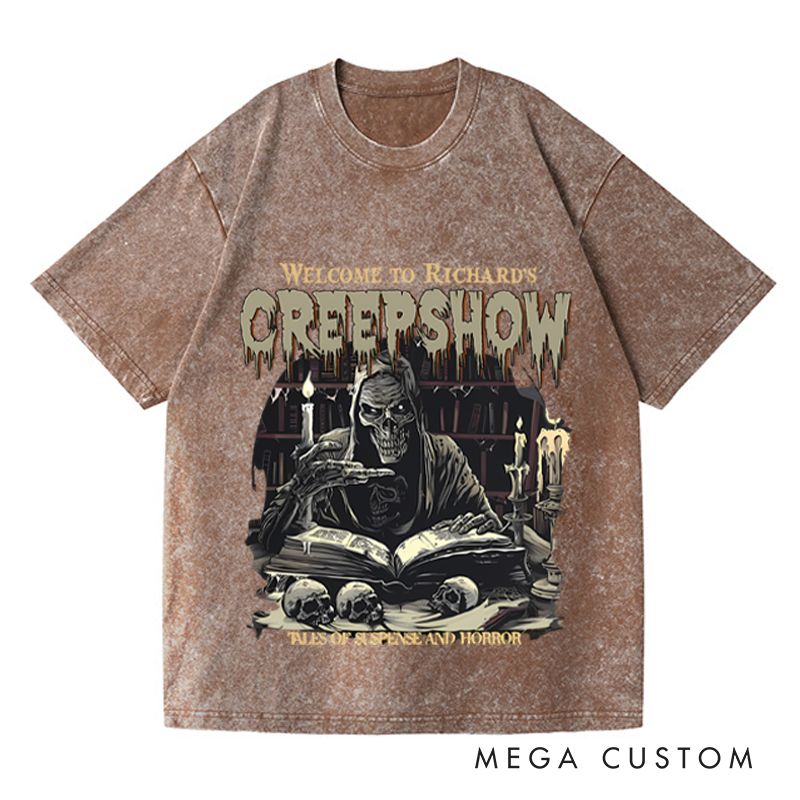 Personalized Retro Your Creepy Show Horror Movie Washed T-Shirts Horror Spooky Movies Tshirt Film Fan Shirt Halloween