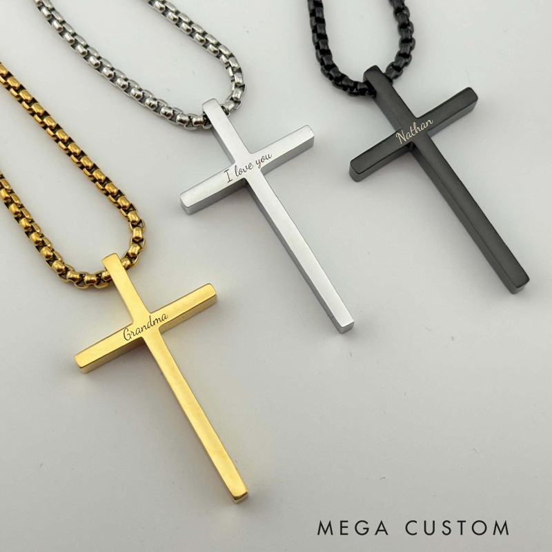Personalized Cross Scripture Pendant Necklace for Men Religious Jewelry Religious Gift Christian Gift for Him