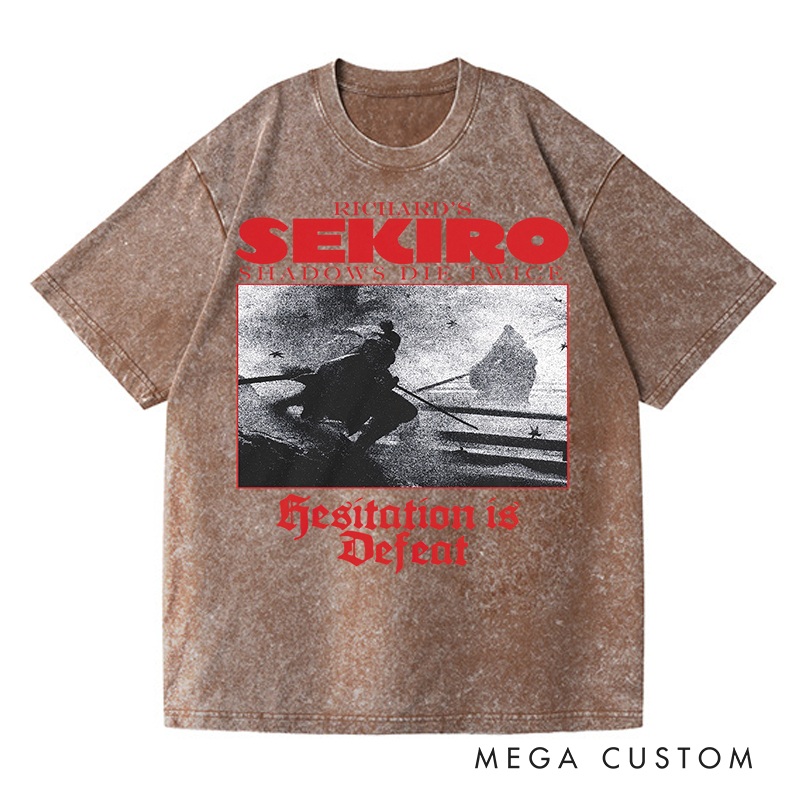 Personalized One Armed Wolf Japanese Game Washed T-Shirts Video Game Tshirt Die Twice Shirt Halloween