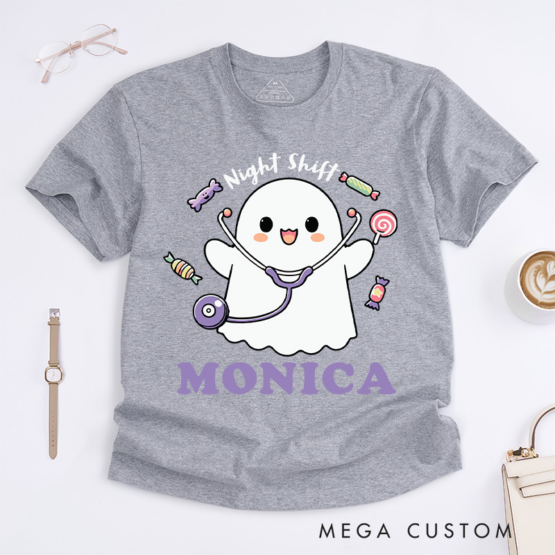 Personalized Nurse T-Shirts Night Shift Design T-Shirts Nurse Halloween Gifts
