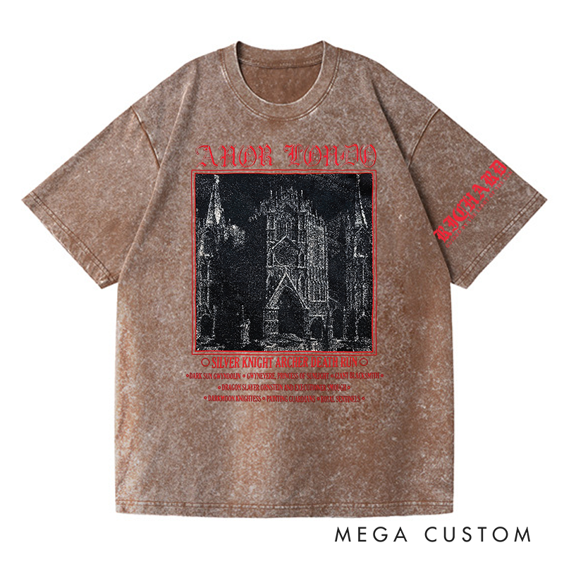 Personalized Anor Londo Gothic Game Washed T-Shirts Video Game Tshirt Undead Shirt Halloween
