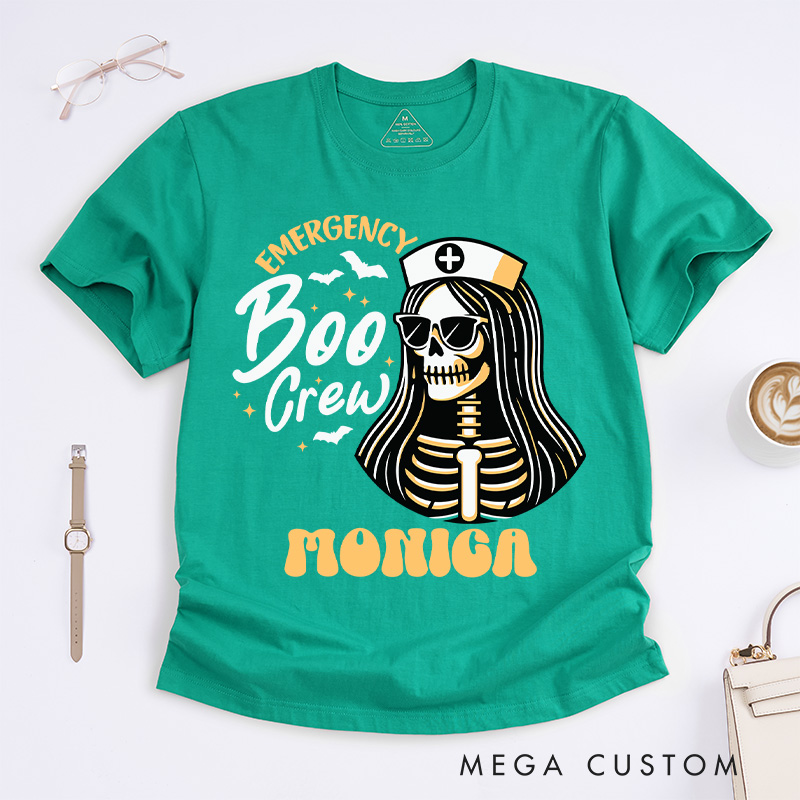 Personalized Nurse T-Shirts Emergency Boo Crew Design T-Shirts Nurse Halloween Gifts