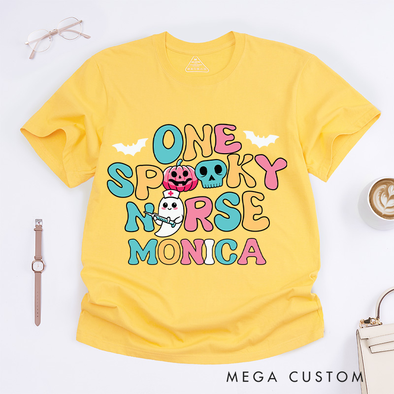 Personalized Nurse T-Shirts One Spooky Nurse Design T-Shirts Nurse Halloween Gifts