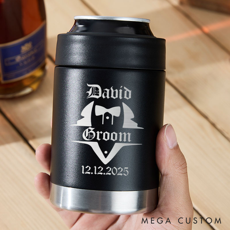 Personalized Groomsmen Can Cooler Engraved Groomsmen Gift Tumblers Bachelor Party Gift Beer Can Holder for Him