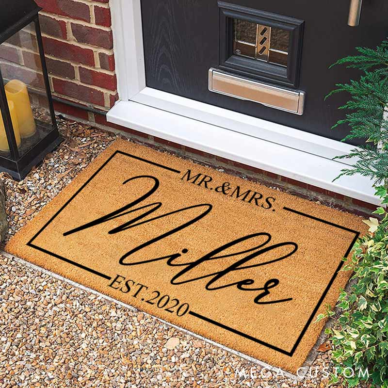 Personalized Family Last Name Doormat Couple 5th Anniversary Door Mats Gift for Husband Wife