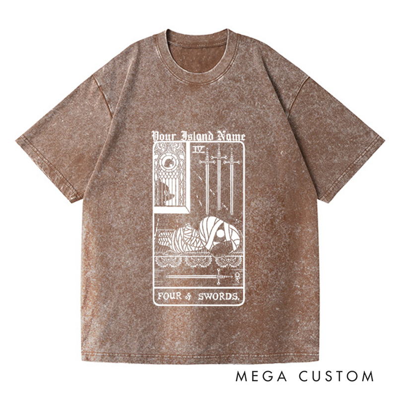 Personalized Four of Swords Washed T-Shirts Video Game Tshirt Island Building Game Shirt