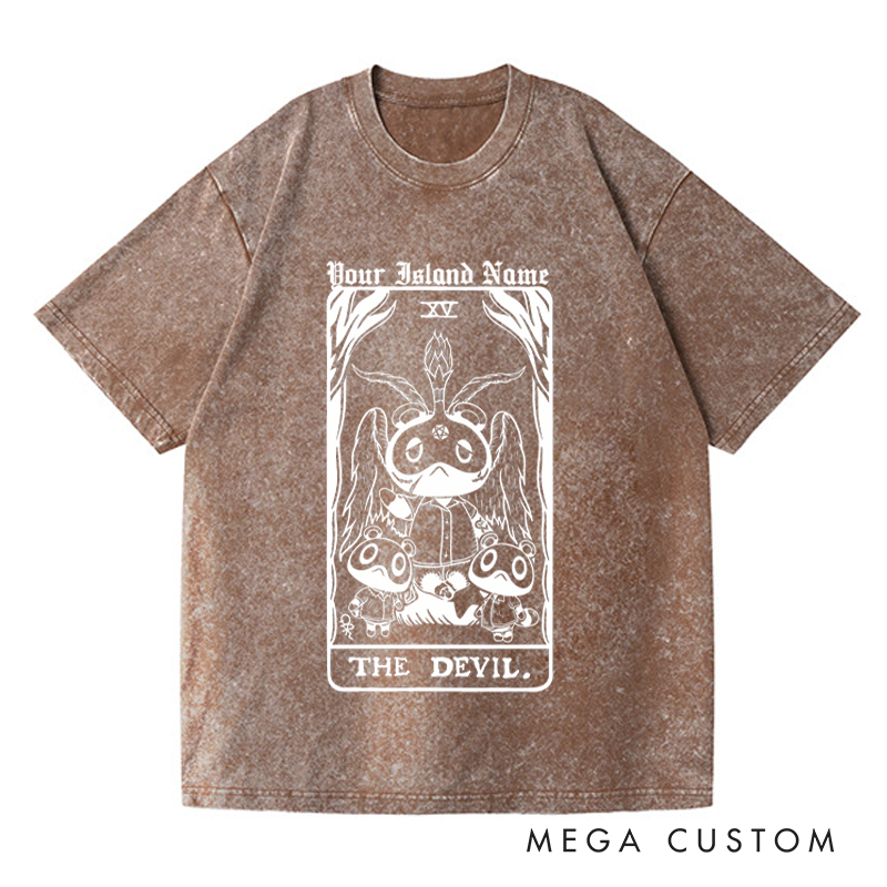 Personalized the Devil Washed T-Shirts Video Game Tshirt Island Building Game Shirt