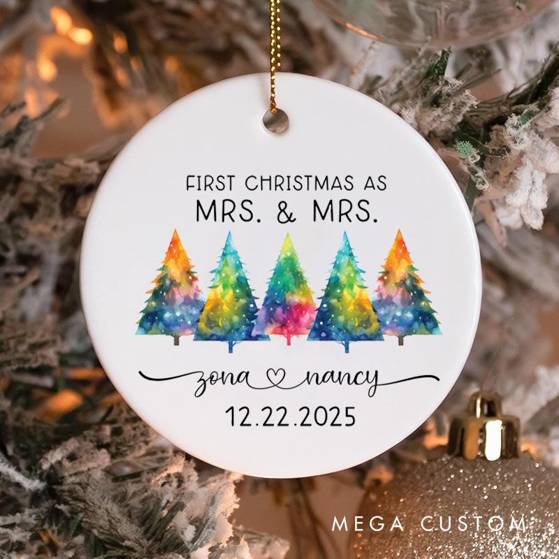 Personalized First Christmas as Mrs and Mrs Ornament LGBTQ Lesbian Christmas Trees Ornament Xmas Decor for LGBTQA+ Lesbian