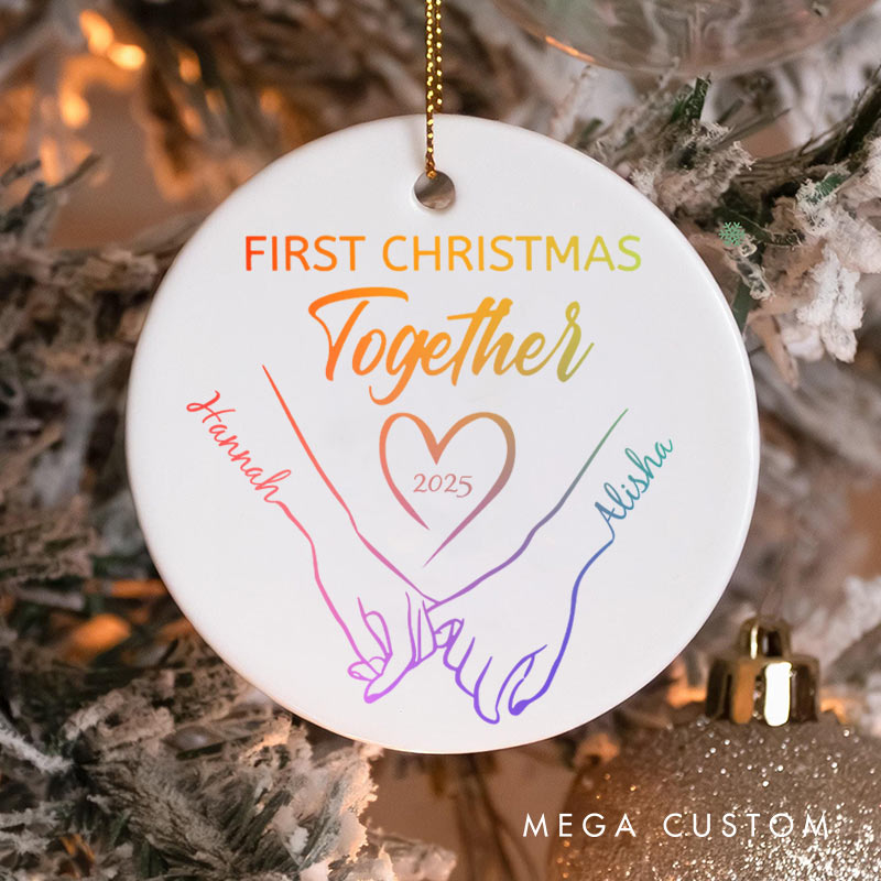 Personalized First Christmas Together Ornament LGBTQ Lesbian Gay Hand in Hand Christmas Ornament LGBTQA+ Xmas Ornament