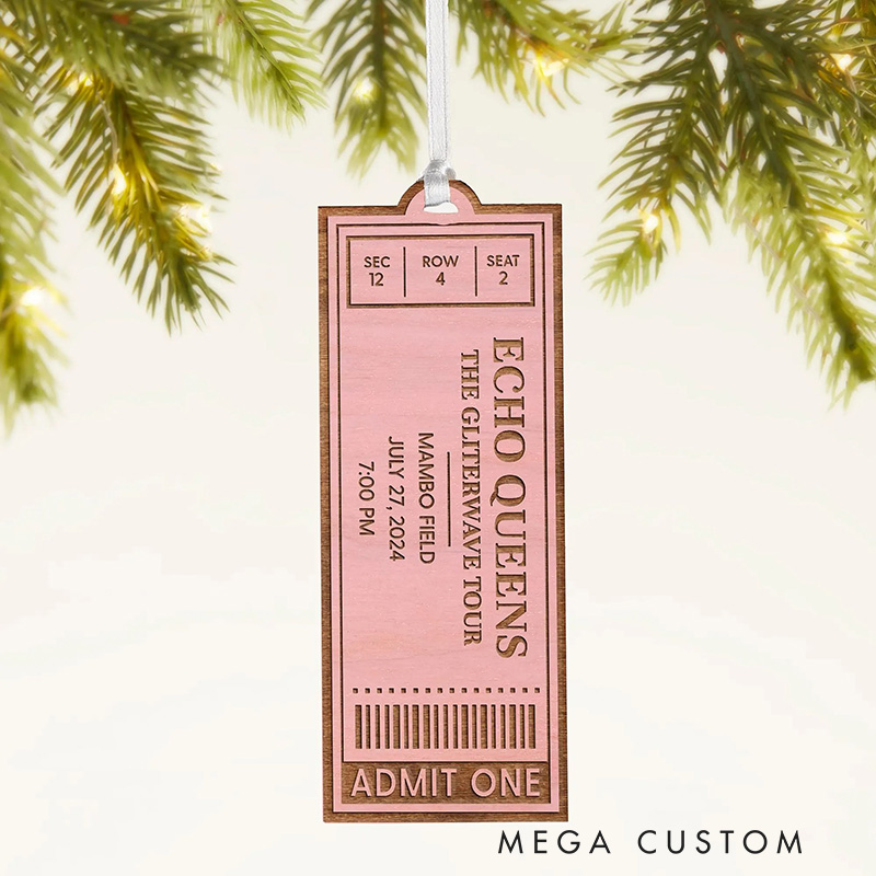 Personalized Favorite Concert Ticket Personalized Wood Ornament Christmas Gift Christmas Ornament Concert Tickets Memory Ornament for Him for Her