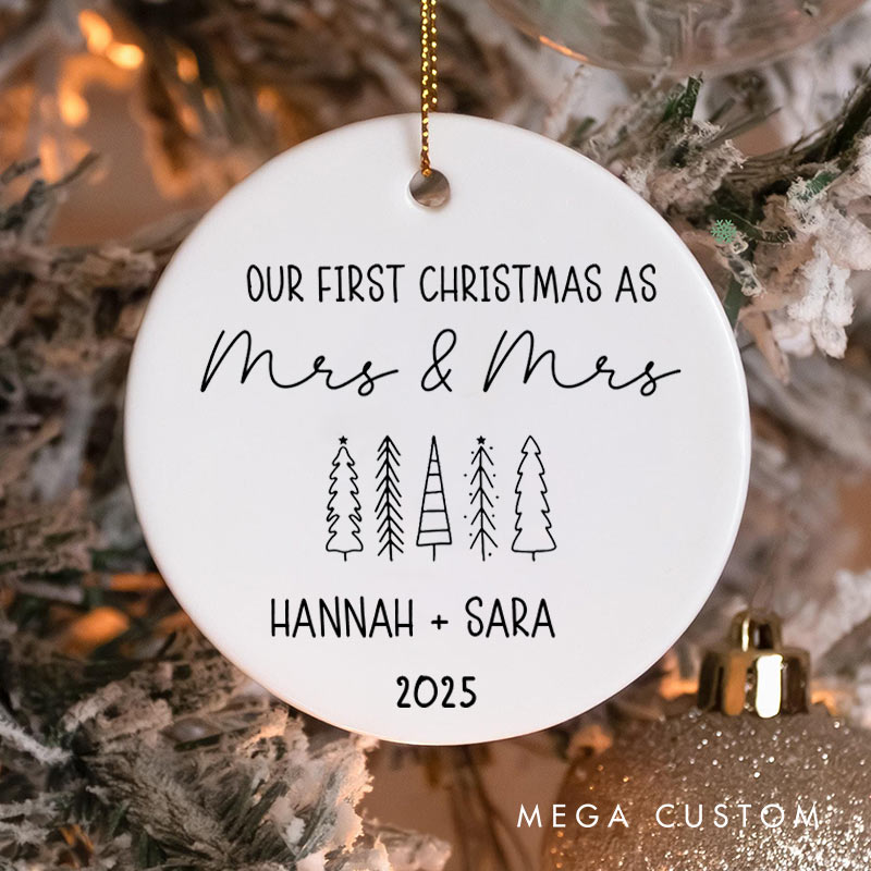 Personalized Our First Christmas as Mrs and Mrs Ornament LGBTQ Lesbian Wedding Christmas Ornament Pride LGBTQA+ Ornament for Her