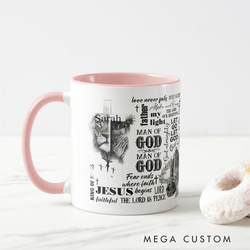 Personalized Man of God Religious Coffee Mug with Name Birthday Religious Baptism Gift for Family Friends Christians