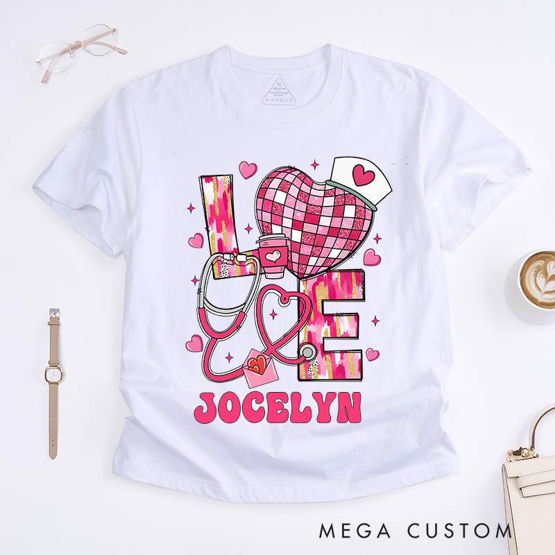 Personalized Nurse T-Shirts Love for Nursing Fashion Design T-Shirts