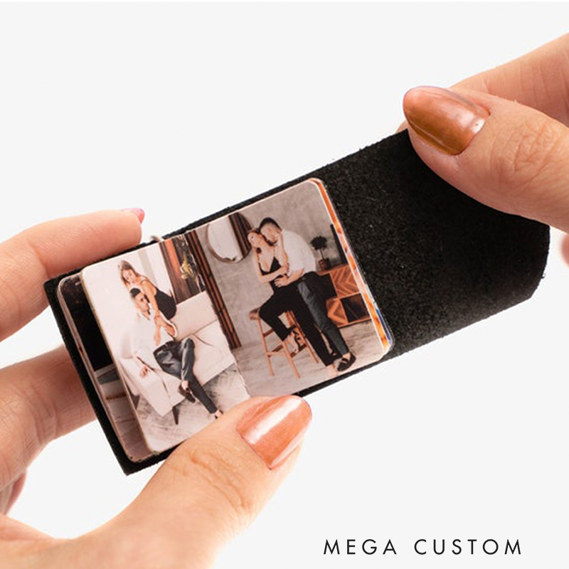 Personalized Mini Photo Keychain Small Custom Leather Memory Photo Mini Cute Picture Keychain for Family Boyfriend Girlfriend Couple Friends