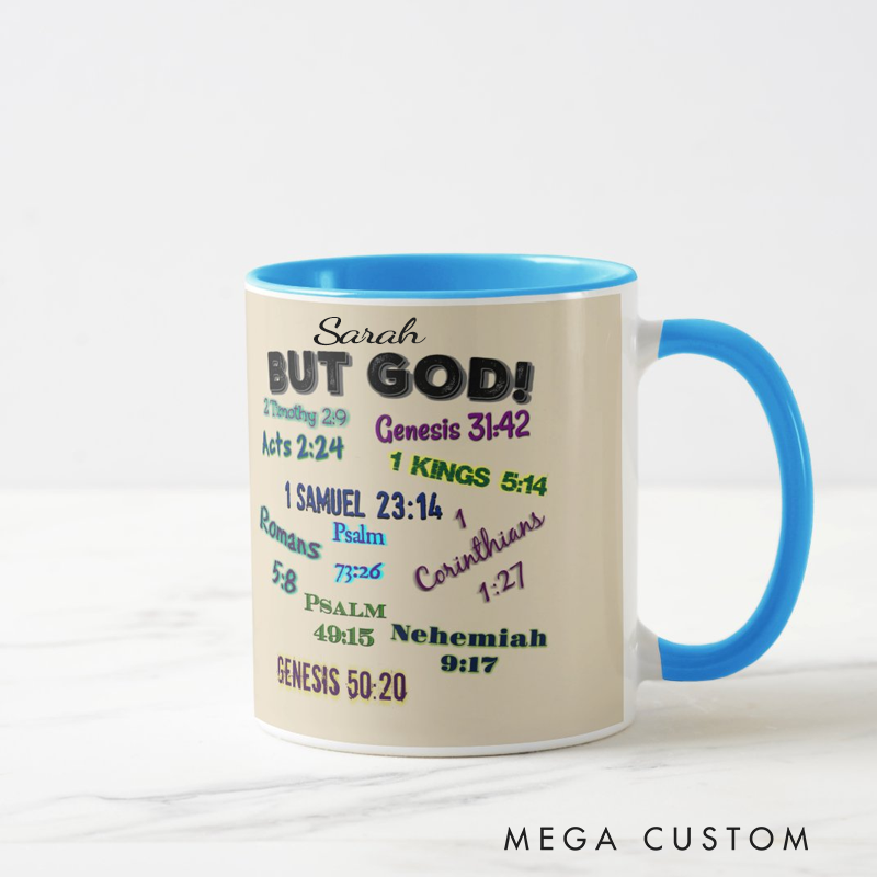 Personalized But God Mug with Name Birthday Religious Baptism Gift for Family Friends Christians