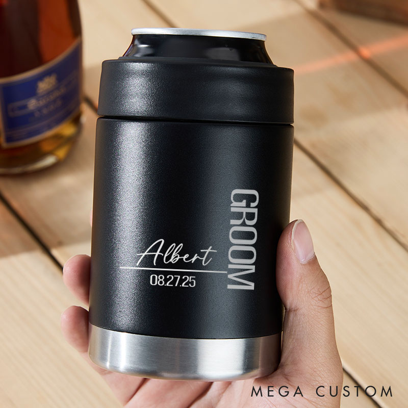 Personalized Groomsmen Wedding Party Can Coolers Engraved Groomsmen Proposal Gift Can Cooler Bachelor Party Gift Can Holder for Him
