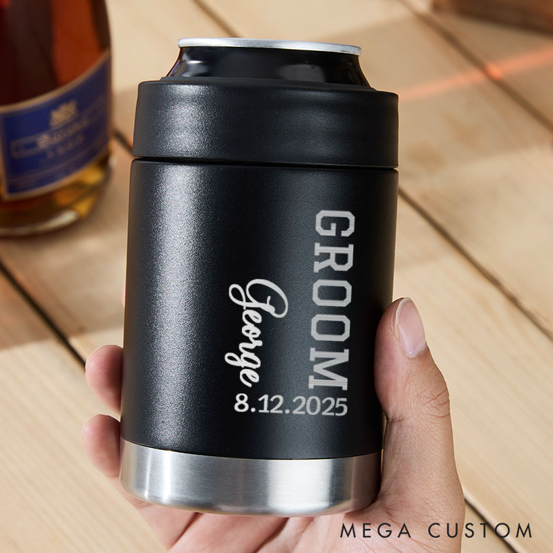 Personalized Wedding Can Coolers for Groom and Groomsmen Unique Bachelor Party Favors Can Holder Best Man Gift Tumbler for Men