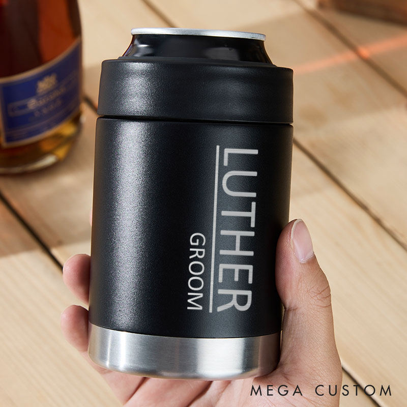 Personalized Groomsmen and Best Man Can Coolers Wedding Party Gifts with Names and Dates Bachelor Party Favors Can Holder