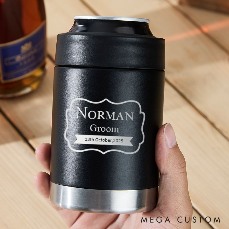 Personalized Unique Wedding Party Can Coolers for Groom and Groomsmen Bachelor Party Keepsakes Can Holder for Men