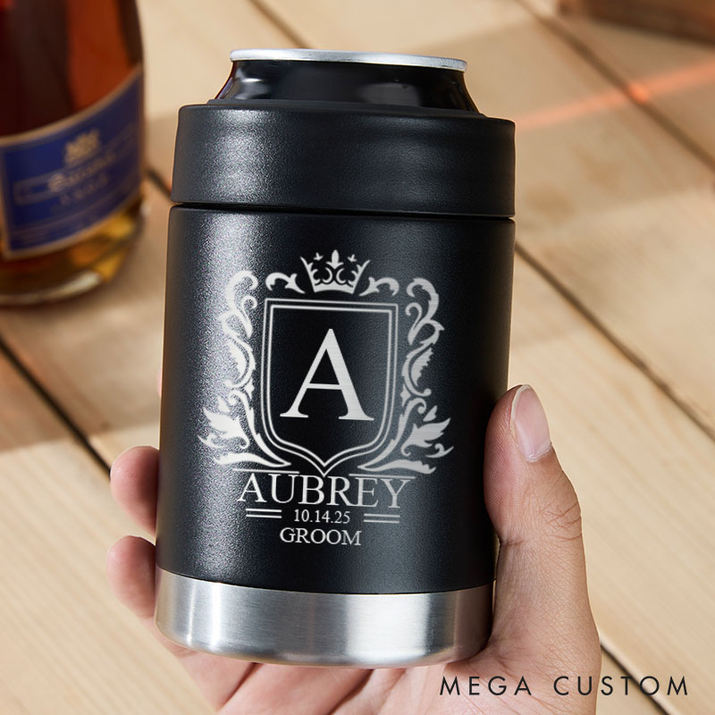 Personalized Initial Can Coolers for Groom Best Man Wedding Party Can cooler Groomsmen Proposal Gifts Can Holders