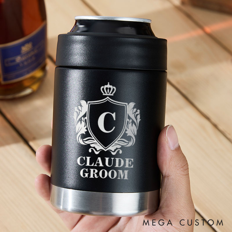 Personalized Initial Wedding Party Can Coolers Bachelor Party Can Cooler for Groom Best Man Groomsmen Proposal Can Holder