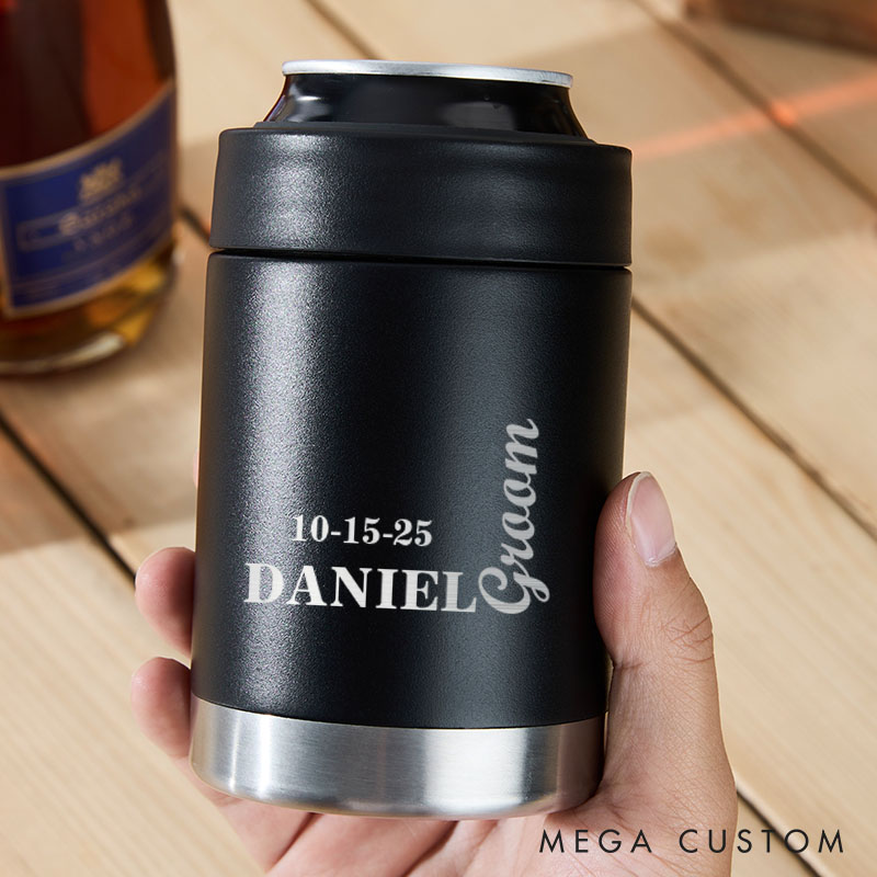 Personalized Initial Can Coolers for Wedding Party Groom and Groomsmen Gifts Bachelor Party Can Holder Best Man Gift Can Cooler