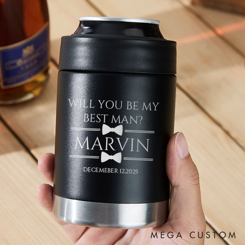 Personalized Wedding Party Can Coolers Groomsman Can Cooler Bachelor Party Keepsakes Tumbler Best Man Beer Can Holder