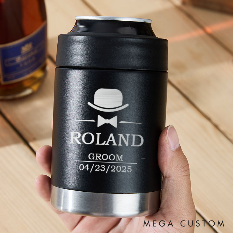 Personalized Wedding Party Can Coolers Engraved Mental Can Cooler for Groom Groomsmen Gifts Can Holder Bachelor Party Favors Tumbler