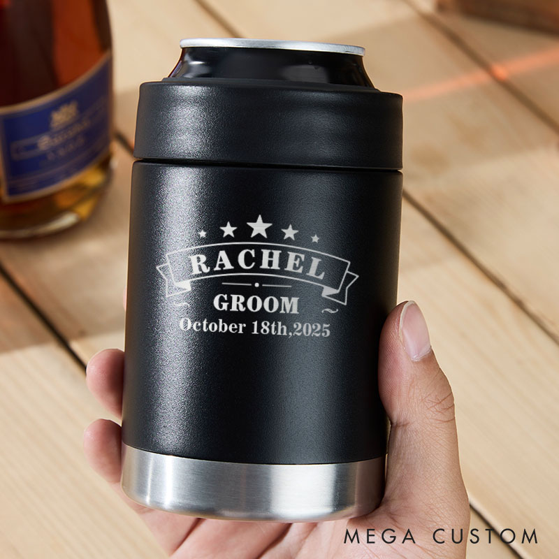 Personalized Groomsman Can Coolers Wedding Can Cooler for Men bachelor Gifts for Groom Best Man Can Holder