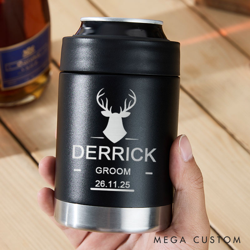 Personalized Groomsman Can Cooler Wedding Party Groom Can Cooler Bachelor Party Favors for Groom Best Man Beer Can Holder