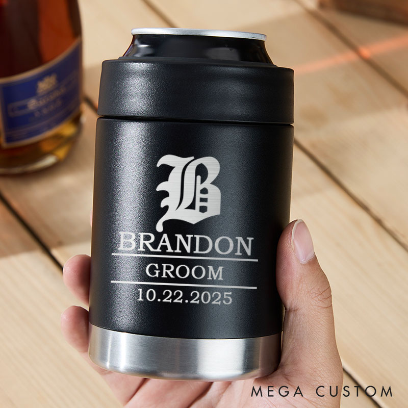 Personalized Wedding Can Coolers for Groom Best Man Proposal Can Holder Groomsmen Party Favors Beer Can Cooler Holder