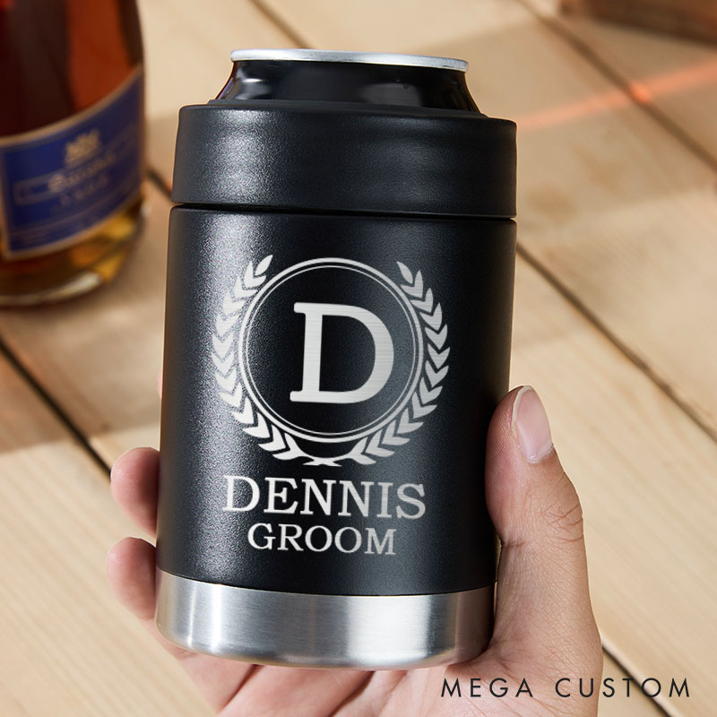 Personalized Groomsmen Can Cooler Wedding Can Cooler for Groom Bachelor Beer Can Holder Best Man Gift Beer Holder