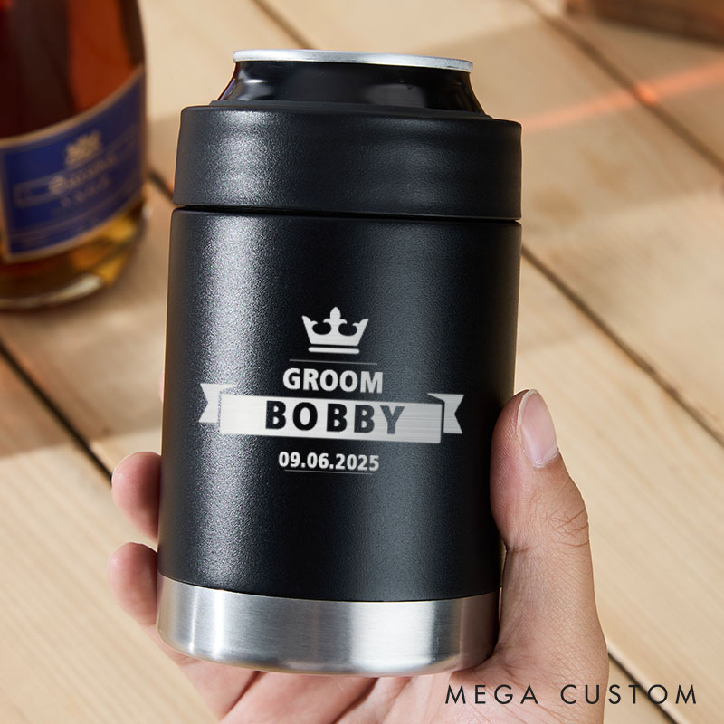 Personalized Wedding Party Can Cooler Grooms Groomsman Can Cooler Holder Stag Keepsakes Can Cooler Bachelor Party Beer Cooler