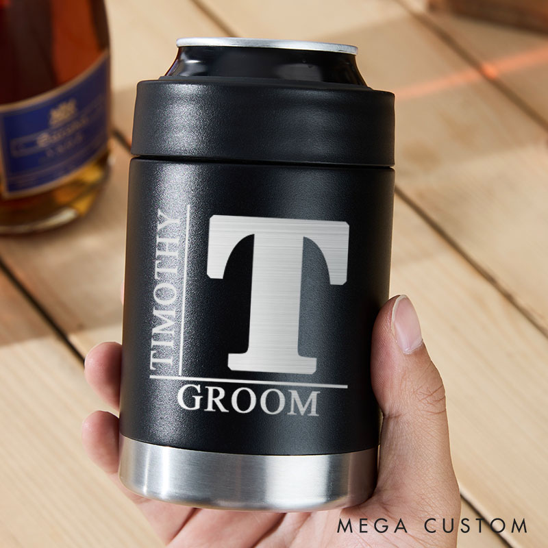 Personalized Groom Can Cooler Groomsman Bachelor Party Can Cooler Wedding Party Can Holder for Him Best Man Proposal Gift