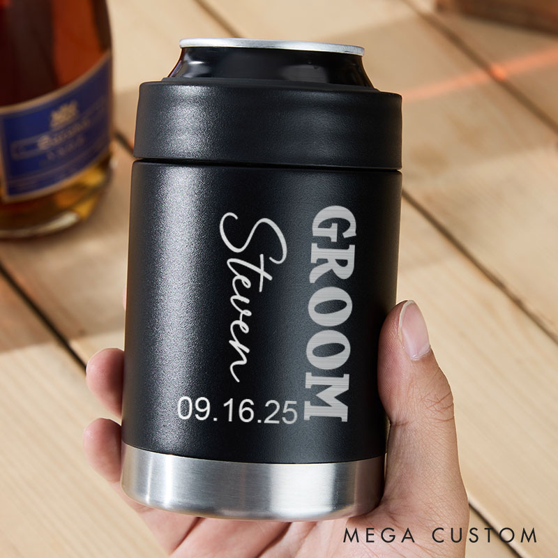 Personalized Wedding Can Coolers for Groom and Groomsmen Unique Bachelor Party Gift Can Holder Best Man Beer Can Holder for Him