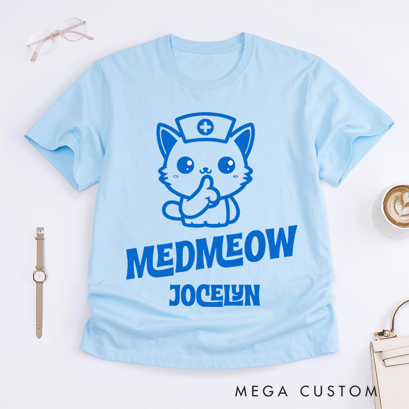 Personalized Nurse T-Shirts MedMeow Nurse Cat Fashion Design T-Shirts