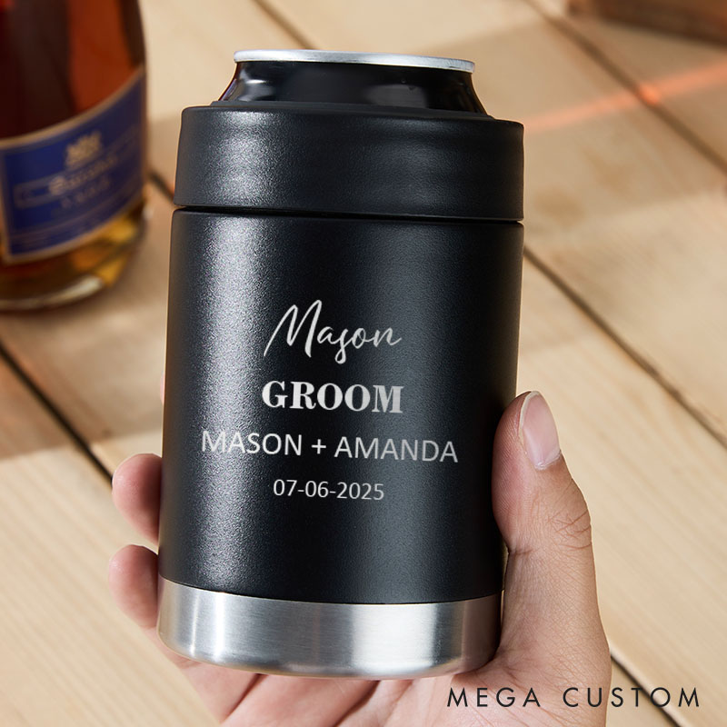 Personalized Groomsman Proposal Can Cooler Groom Club Beer Can Holder Wedding Party Can Coolers with Initials and Names