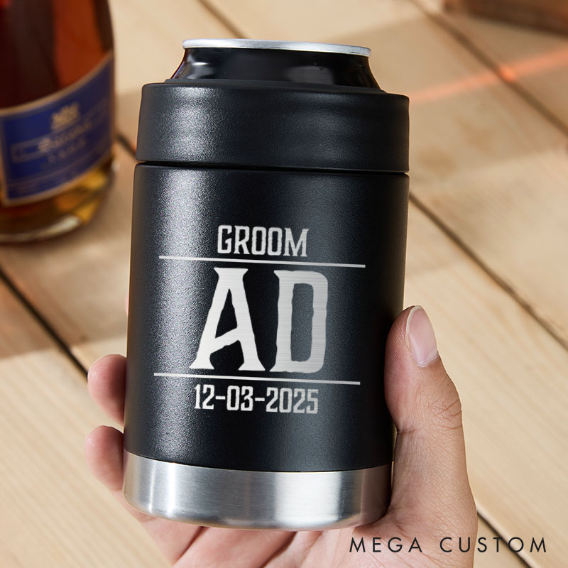 Personalized Groom Groomsman Can Cooler Men's Wedding Can Cooler Best Man Proposal Gift Can Cooler Bachelor Party Favors Him