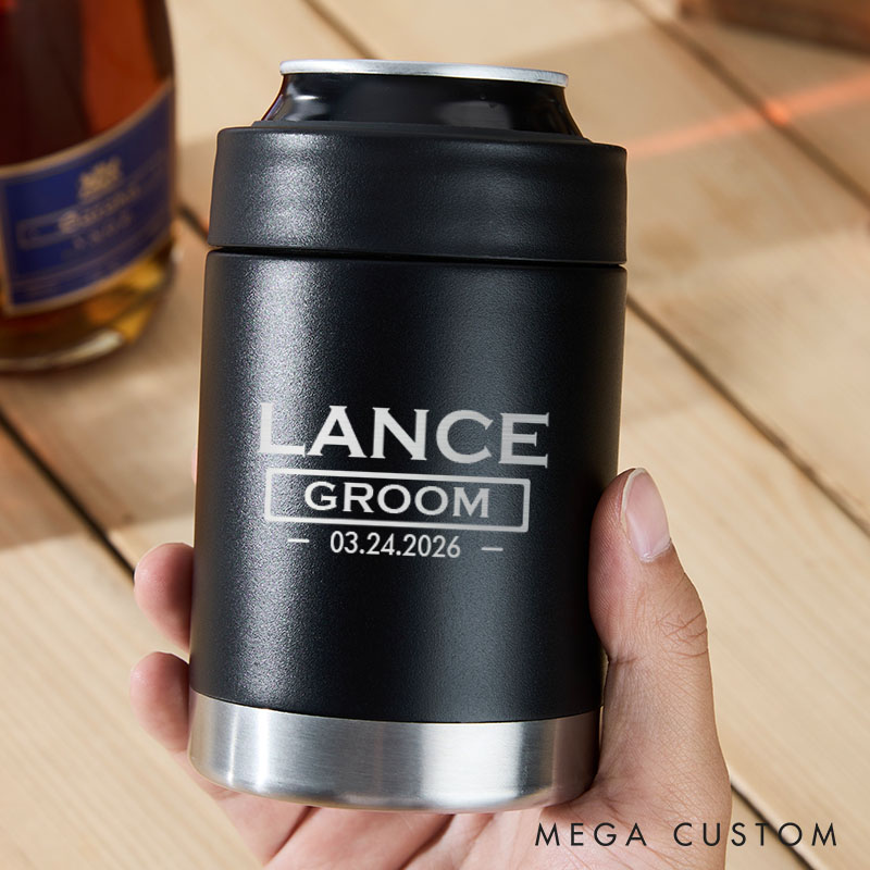 Personalized Best Man Can Cooler Groomsman Beer Can Holder Wedding Groom Club Can Coolers for Men Bachelor Party Can Cooler