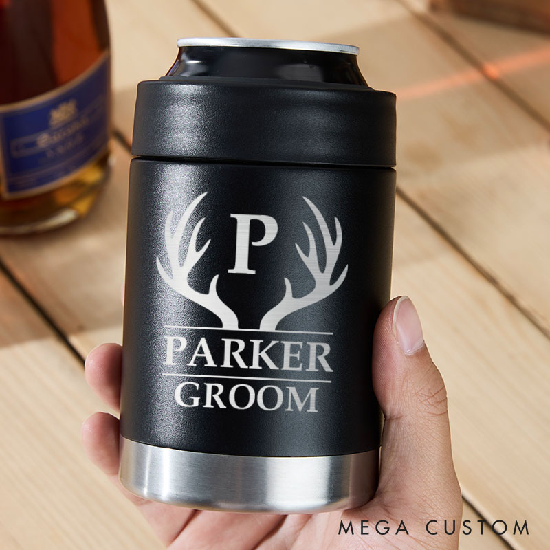 Personalized Groomsmen Gift Can Cooler Wedding Party Favors Can Cooler Bachelor Can Holder for Him Best Man Can Holder