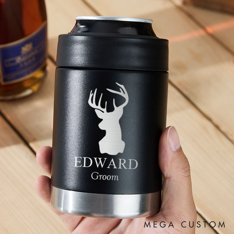 Personalized Groomsmen Wedding Favors Can Cooler Groom Bachelor Party Can Holder for Men Best Man Beer Can Holder for Him