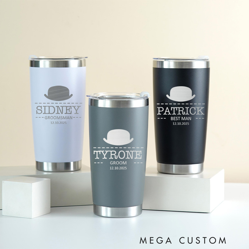 Personalized Groomsman Proposal Tumbler 20oz Insulated Tumblers Groomsman Gift Tumbler for Him Best Man Gift Groom Wedding Favors