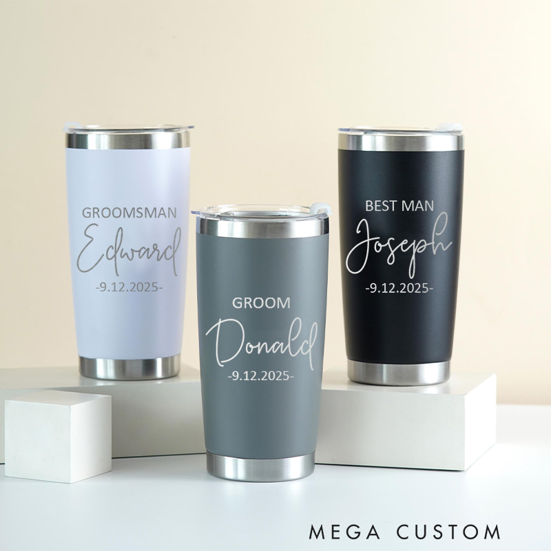 Personalized Groomsman Gift Tumbler 20oz Insulated Tumbler for Groomsmen Wedding Party Favor Tumbler Best Man Gift Groom Bachelor Party Tumbler