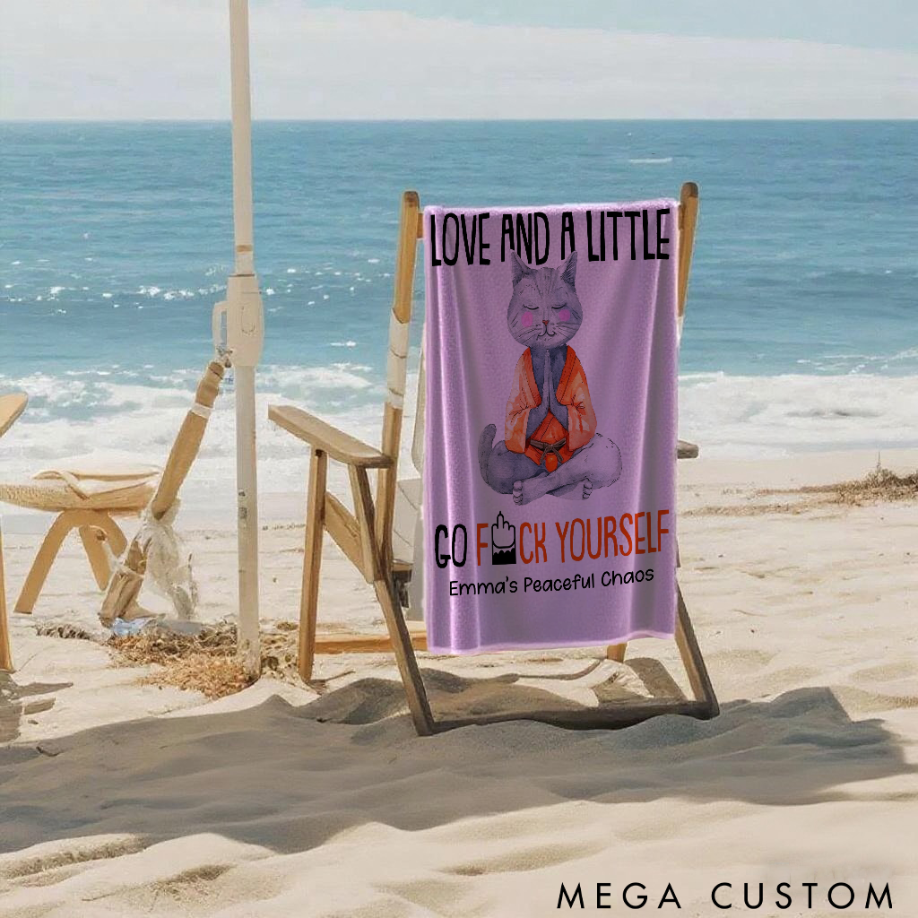 Personalized Funny Cat Superpower Towel with Humorous Text Design Perfect Gift for Yoga Lover and Cat Lover