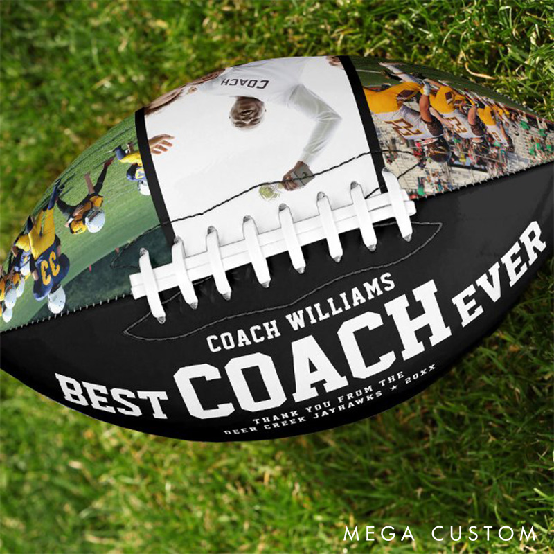 Personalized American Football "BEST COACH EVER" with Custom Photo and Name for Celebrate Your Coach