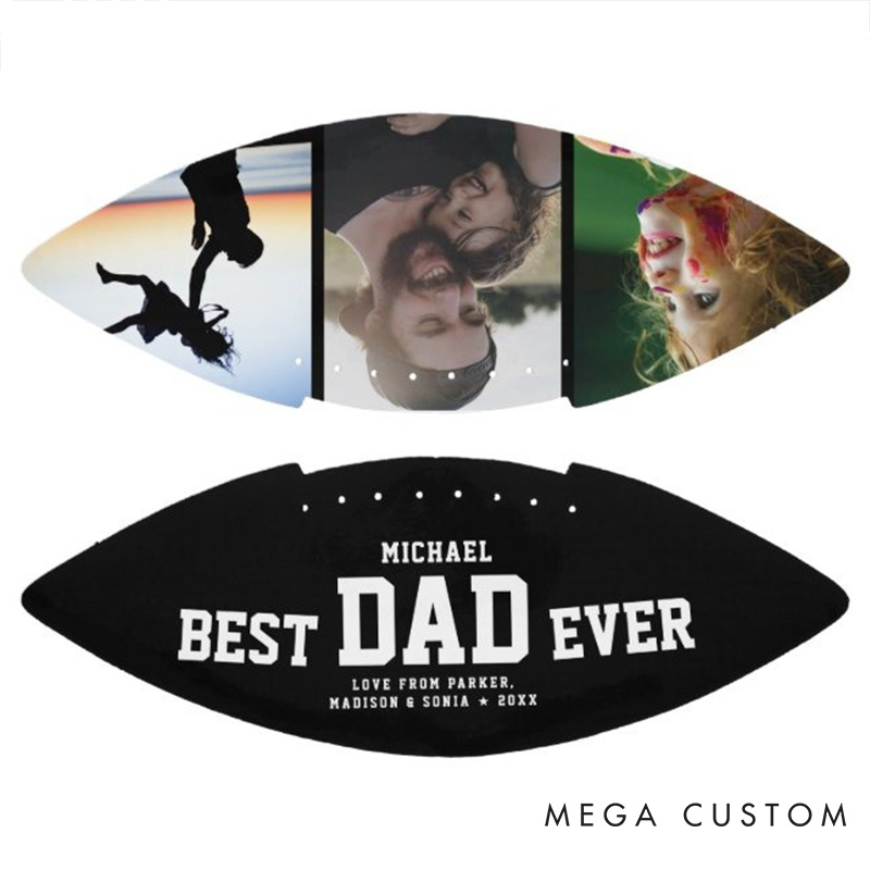 Personalized American Football "BEST DAD EVER"with Custom Photo and Celebrate the World's Best Dad