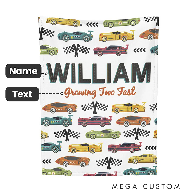 Personalized Checkered Flag Blanket Custom Name and Text Blanket Gift for Racer and Racing Lovers
