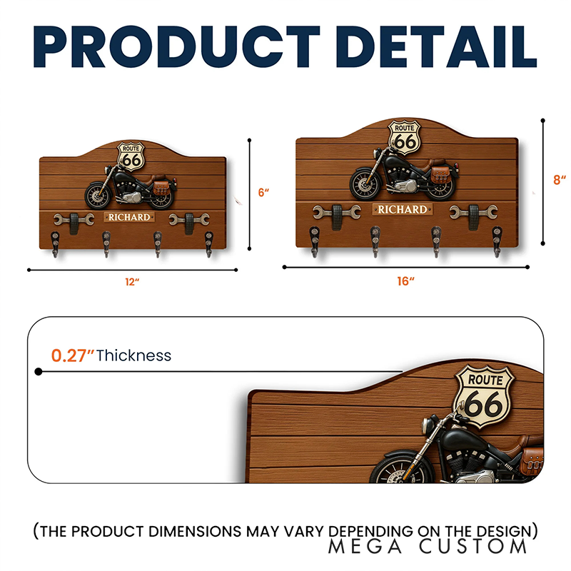 Personalized Key Holder Travel the Historic Route 66 with Motorcycle Design Key Holder Gift for Bikers and Motorcycle Fans