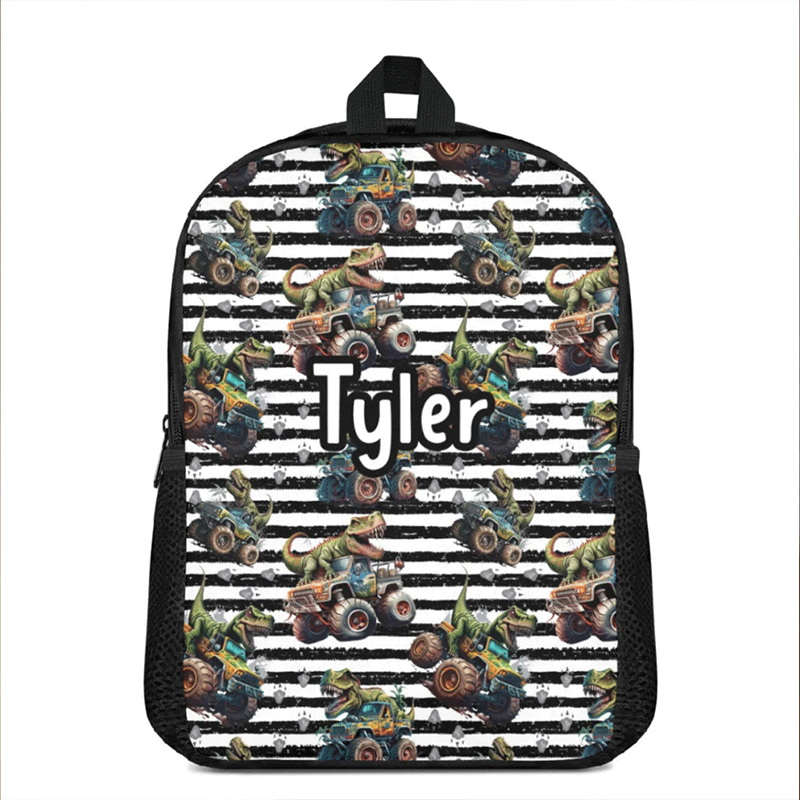 Personalized Dinosaur Truck Backpack with Custom Name Unique Backpack for Kids